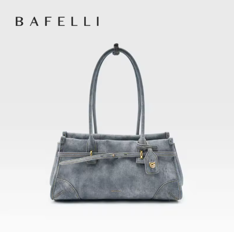 Bafeili SS26 真皮手提包  類型：斜背包 / 手提包雙功能 材質：真皮 款式：女性用波士頓牛仔手提包 適用場合：通勤